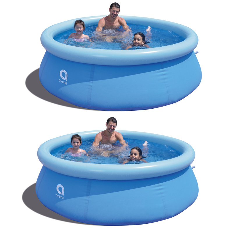 Plastic Round Inflatable Pool H x W x 13.7795'' L, 8' W x 24" H
