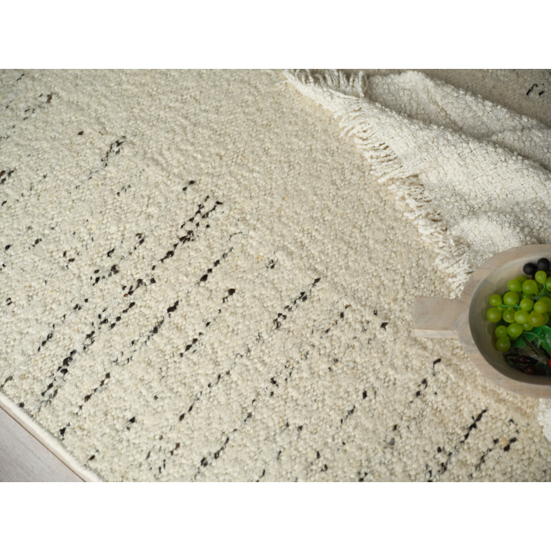 Sunstone flatweave Wool Ivory/Black Area Rug, 9'X12'