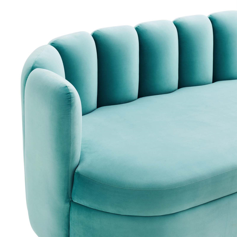Channel Tufted Performance Velvet Sofa In Dusty Rose, Mint