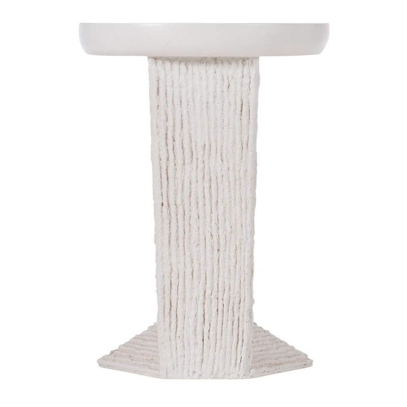 Voile White Round Stonecast Side Table with Coco Twig Base