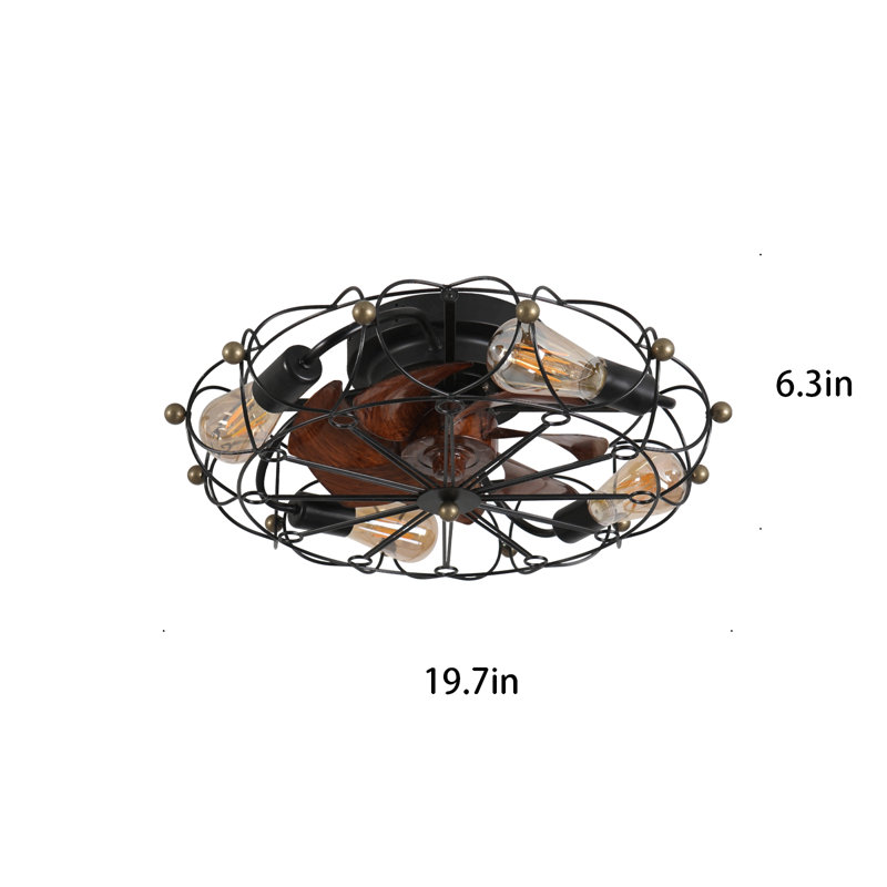 Ventilateur de plafond à profil bas avec télécommande et lumières, ventilateur de plafond industriel moderne