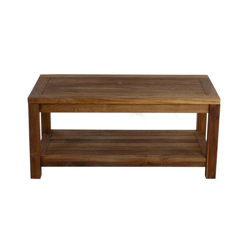 RRI Goods Teak Wood Coffee Table with Storage - Teak Oil Finished Indoor & Outdoor Furniture for Deck, Porch, Balcony, Living Room, Bedroom & Backyard (36"D x 18"W x 18"H)