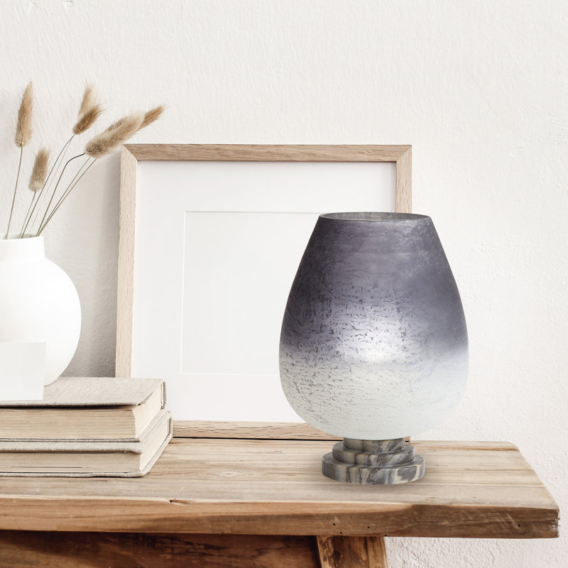 12.25"H Morgan Black/Grey/White Ombre Globe Shade Accent Lamp