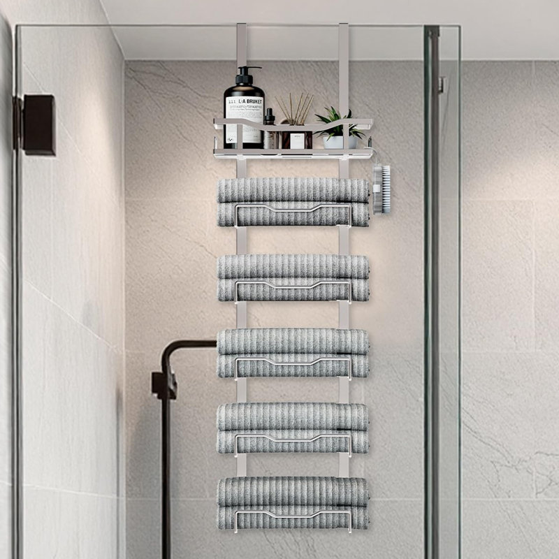 Rangement à 6 niveaux pour serviettes de bain, Argent argent
