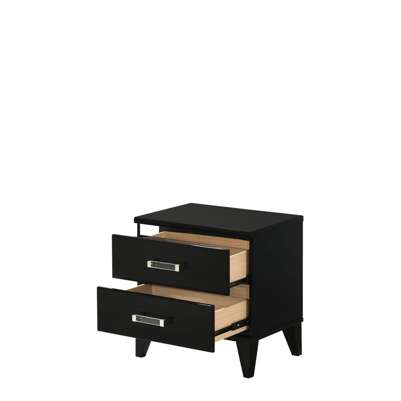 Table de chevet moderne pour chambre à coucher noire avec fonction de tiroir allongée Conception fonctionnelle pour - Maximise l'efficacité