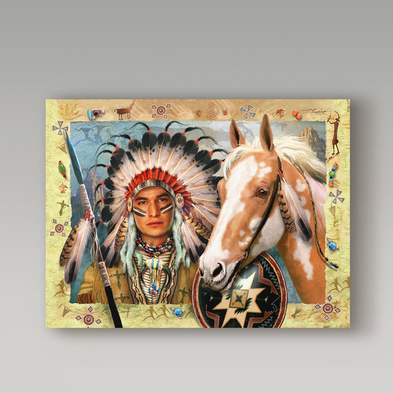 Native American Portrait with Horse Gallery-Wrapped Canvas Art