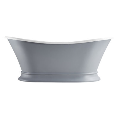 Kingston Brass Arcticstone 68-Inch Solid Surface Oval Double Slipper Pedestal Tub with Drain (No Faucet Drillings)