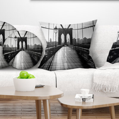 Dark Brooklyn Bridge - Cityscape Printed Pillow