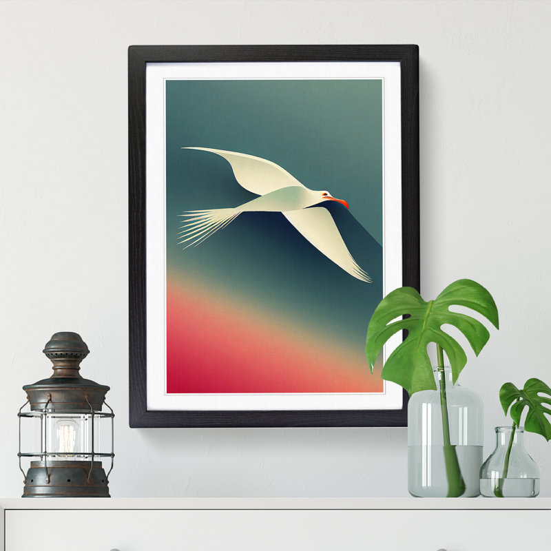 Seagull Abstract Art Vol.3 - Single Picture Frame Print, Black, 46cm H x 34cm W x 2cm D