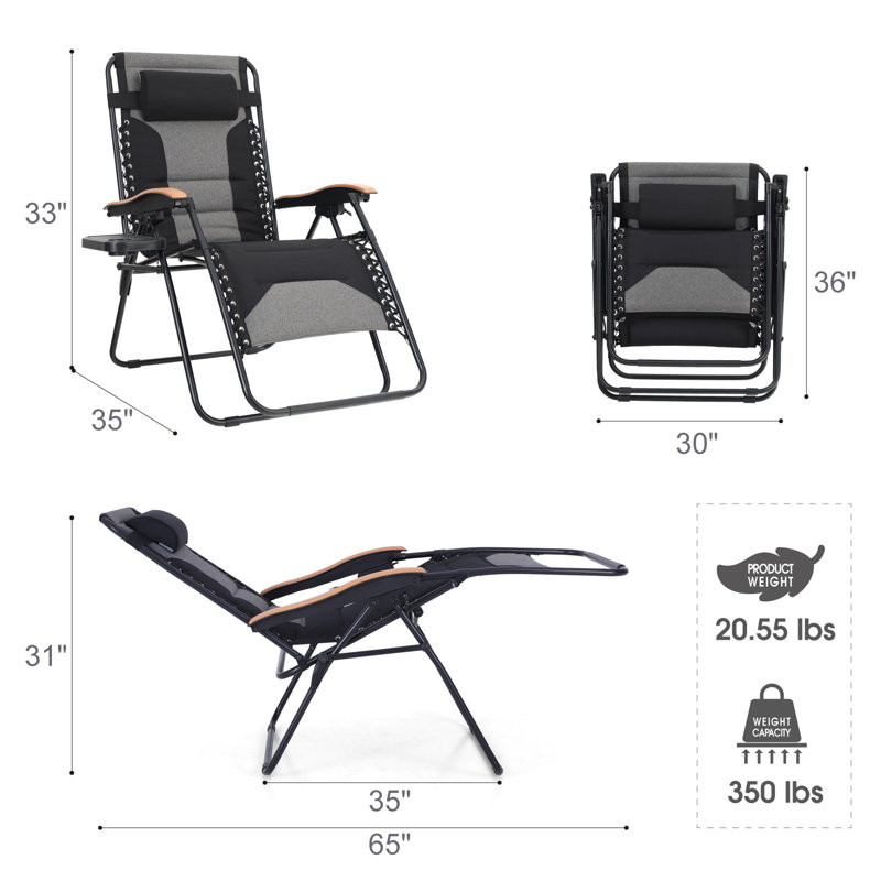 Syril Folding Zero Gravity Chair, Black