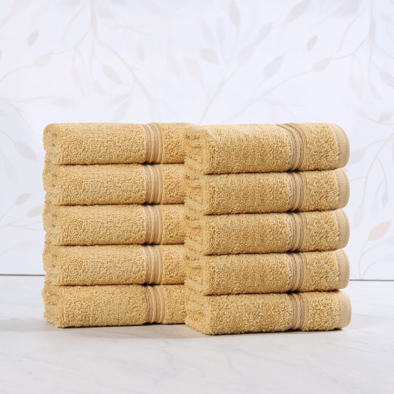 Oleg Heritage Egyptian Cotton Soft Absorbent Luxury Washcloth Towel, Doré