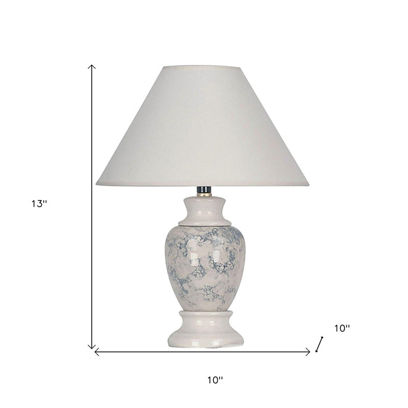 Lampe de table d'appoint en céramique imitation marbre 13 po avec abat-jour empire blanc Lashia