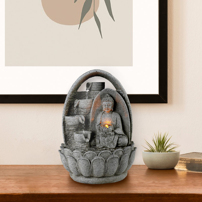 Weather Resistant Sculptural Fountain with Light