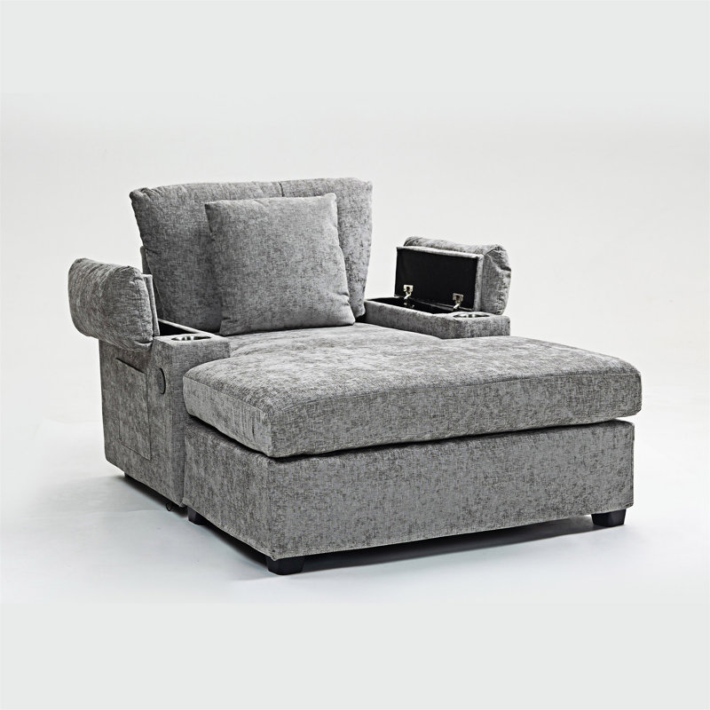 Chaise d'appoint rembourrée avec repose-pieds, Gris