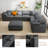 125" U-Shaped 7-Seater Modular Upholstered Corner Sectional Sofa with Movable Ottoman, For Living Room, Office and Spacious Space-559031651
