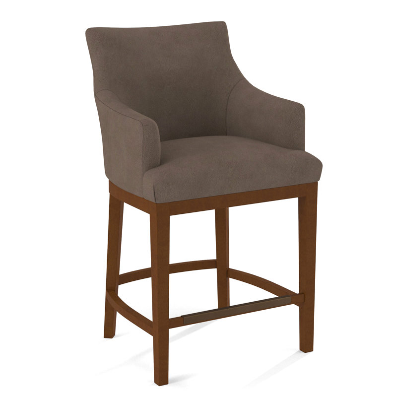 Upholstered Counter Stool, English Saddle, Evolution Silver Fox
