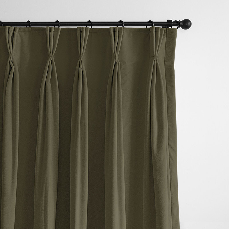 Velvet Room Darkening Curtain Pair, 20" x 132" , Green