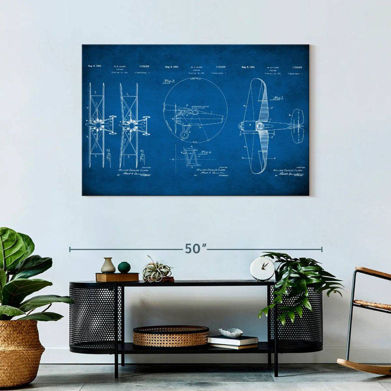 Avion, impression sur toile, H 30 po x l 45 po x P 1,25 po