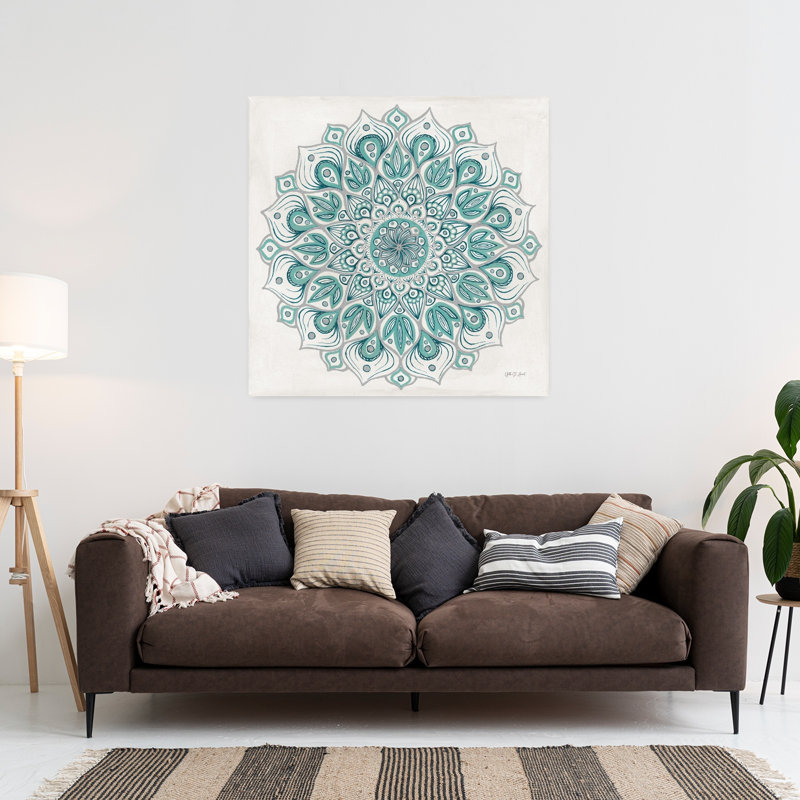Spirale mandala, art floral vert, H 36 po x l 36 po