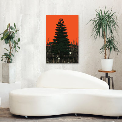 Arbre au crépuscule, paysage audacieux de pin