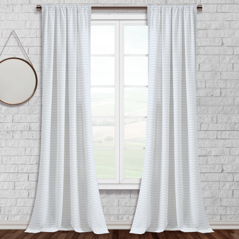 Rebbeca Striped Max Blackout Thermal Rod Pocket Curtain Panel, Navy, 52" W x 63" L