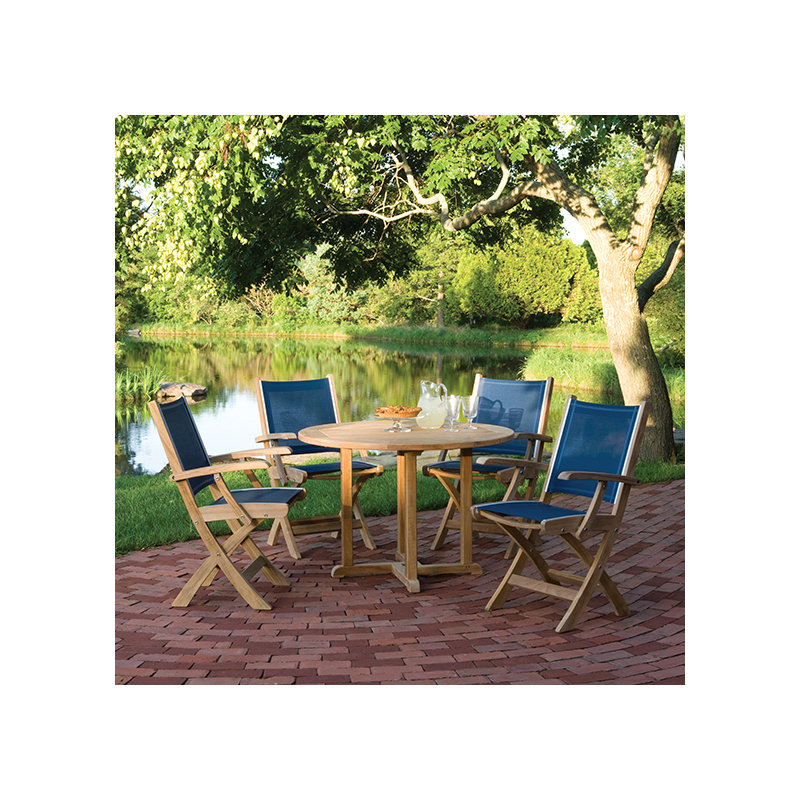 Essex Outdoor Round Teak Dining Table, 60" W x 60" L x 29" H