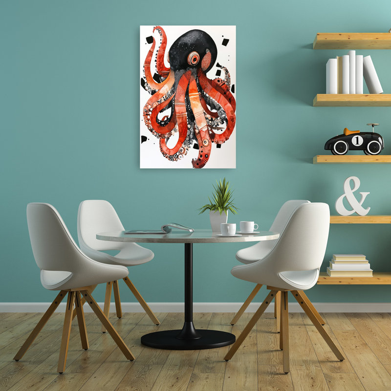Vibrant Patterned Octopus Abstract Colourful Vibrant Octopus Ocean Wall Art, 36" H x 24" W