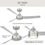 Ventilateur de plafond moderne à 3 pales en nickel brossé d'intérieur / extérieur à 3 pales avec contrôle mural Rizo-127174496