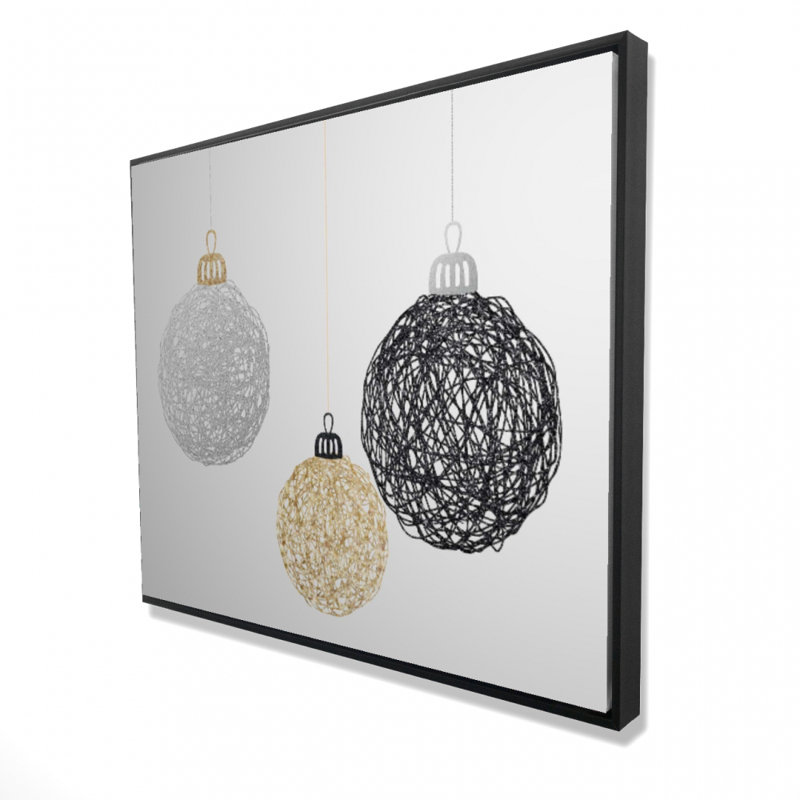Three Christmas Balls Print On Canvas