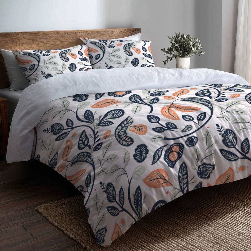 Ensemble de literie 3 pièces Boho - Housse de couette et coussin décoratif orange