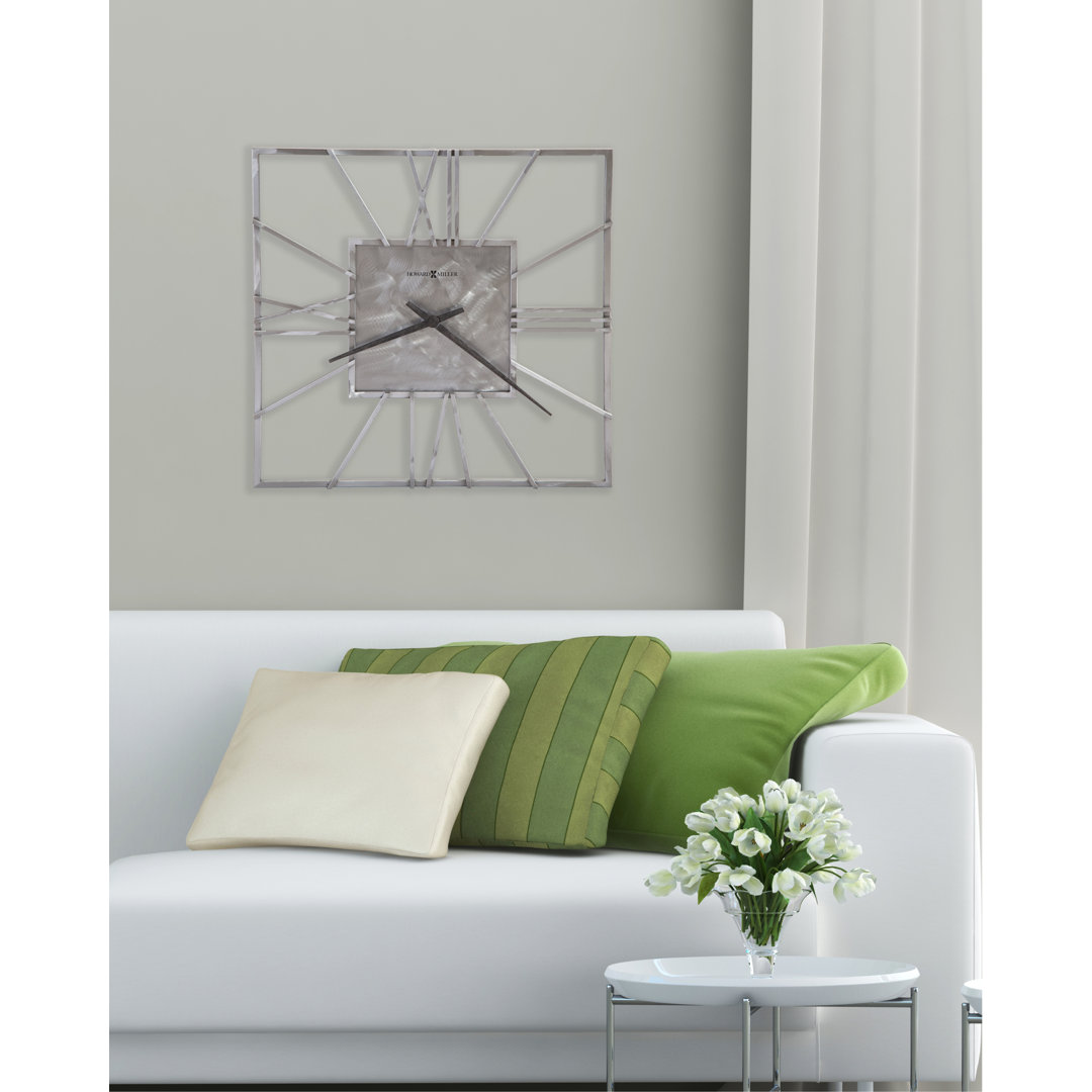 Lorain Modern & Contemporary Oversized Square Wall Clock, Wrought Iron Frame with Machined Steel Finish and Roman Numeral Dial Howard Miller®