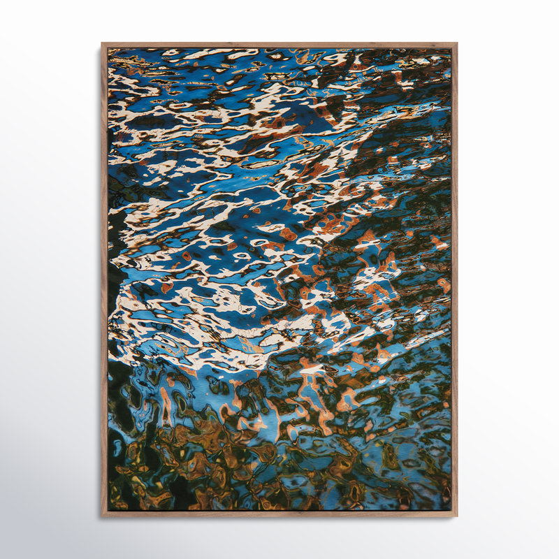 Reflecting Blue Print by Geoffrey Baris, 24" H x 18" W x 2" D, Dark Brown Framed