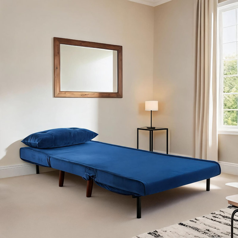 Lonara One Seater Upholstered Single Convertible Chair, Blue