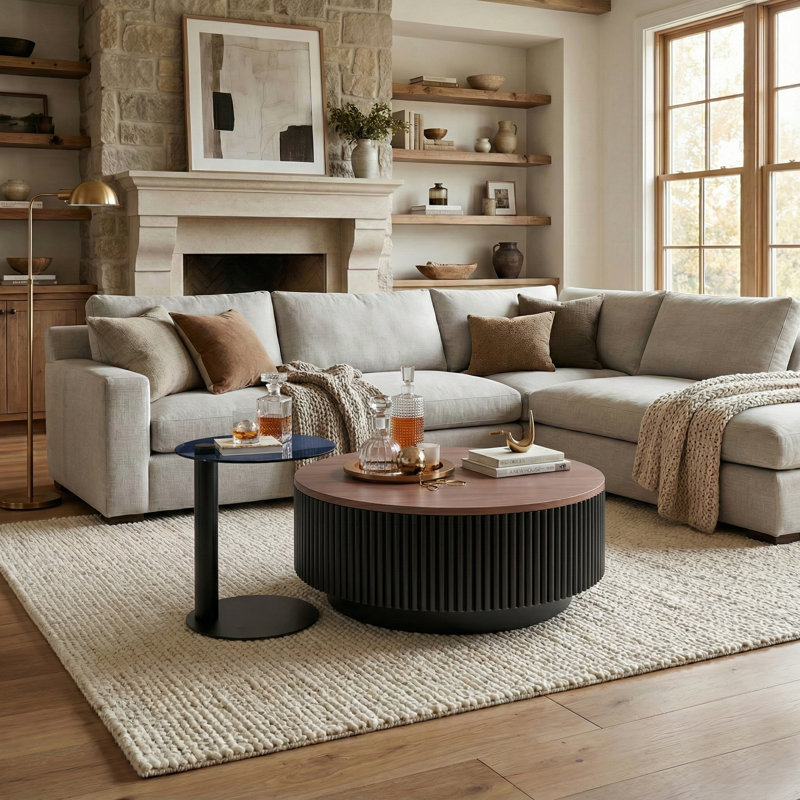 Drum Coffee Table with Storage
