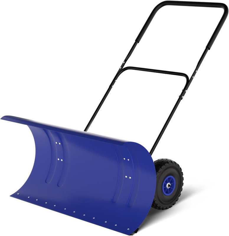 Poussoir à neige 29-36 po en acier robuste avec roues, lame réglable et poignée pour l'allée, 16.14" D x 58" L x 36" W