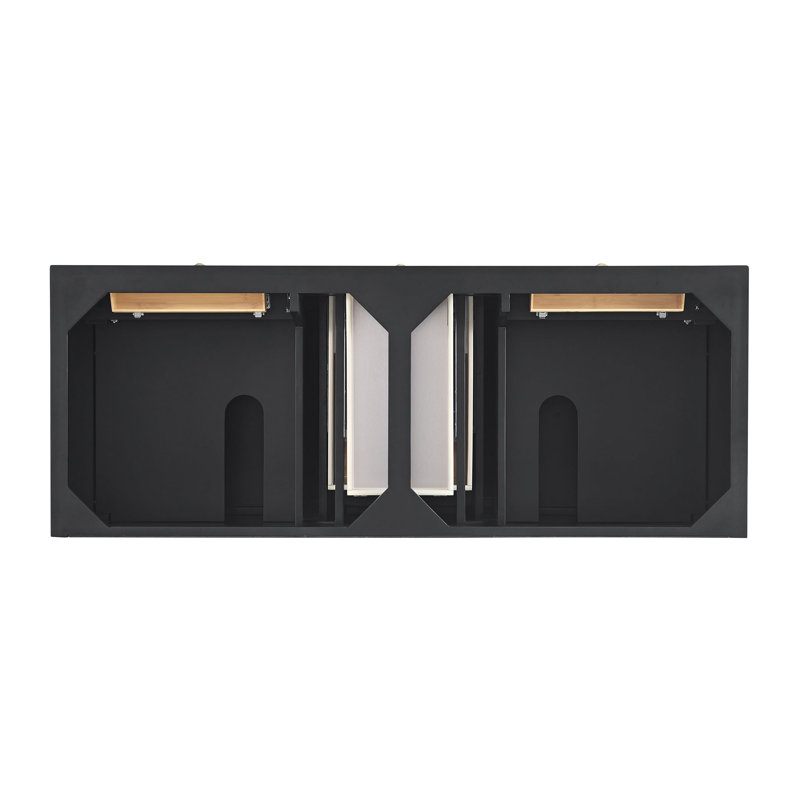 Lorelai 60'' W Double Vanity, Carrara White, Black Onyx, 8" Widespread