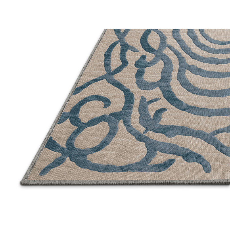 Machine Washable Gray Area Rug, Round 3'