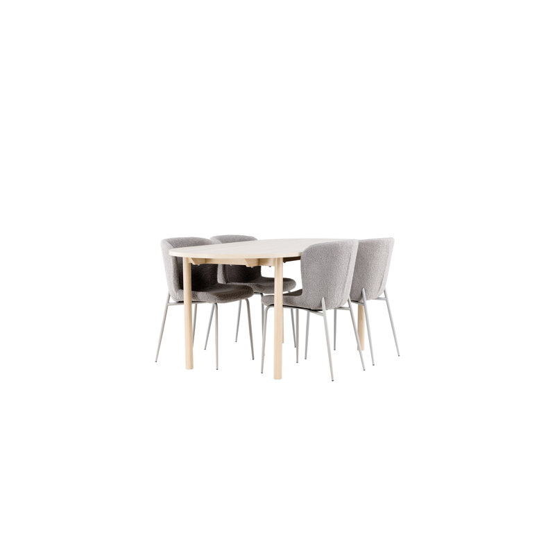 Cagle 4 - Person Dining Set, White, Grey, Grey
