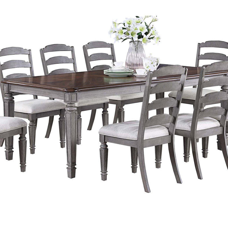 Chaise de salle à manger classique 9 pièces avec table et dossier gris contemporain: chaise à 4 pieds 8
