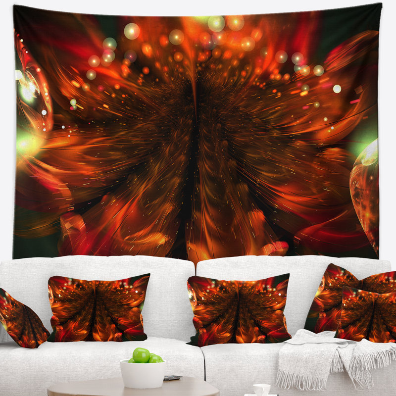 Tapisserie fleur abstraite florale, H 50 po x l 60 po