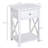 White Farmhouse End Table with Drawer, Open Shelf & X-Frame for Living Room