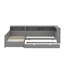Lit plateforme simple en L en bois avec lit gigogne et tiroir-1985983455