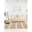 Tapis géométrique en laine bleu clair / orange / ivoire Kilim-662429749