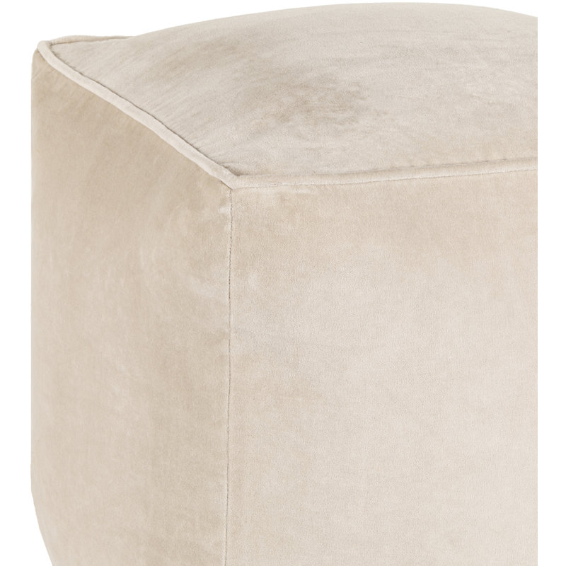 Johnson 16" Square Pouf, White Velvet
