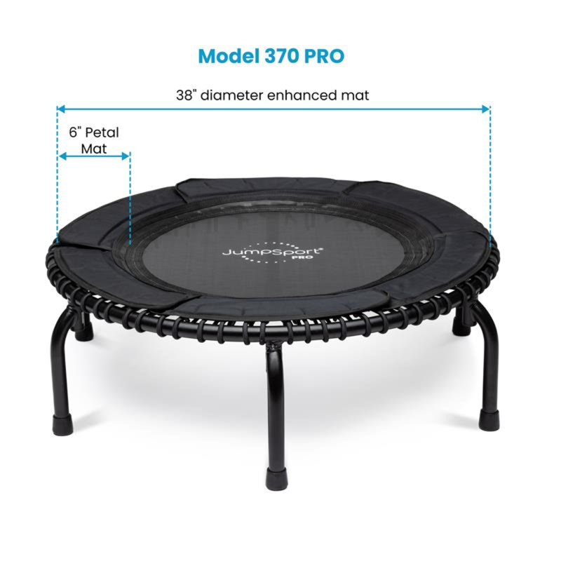 JumpSport 370 PRO Indoor Heavy Duty Lightweight 39 In Fitness Trampoline, Black