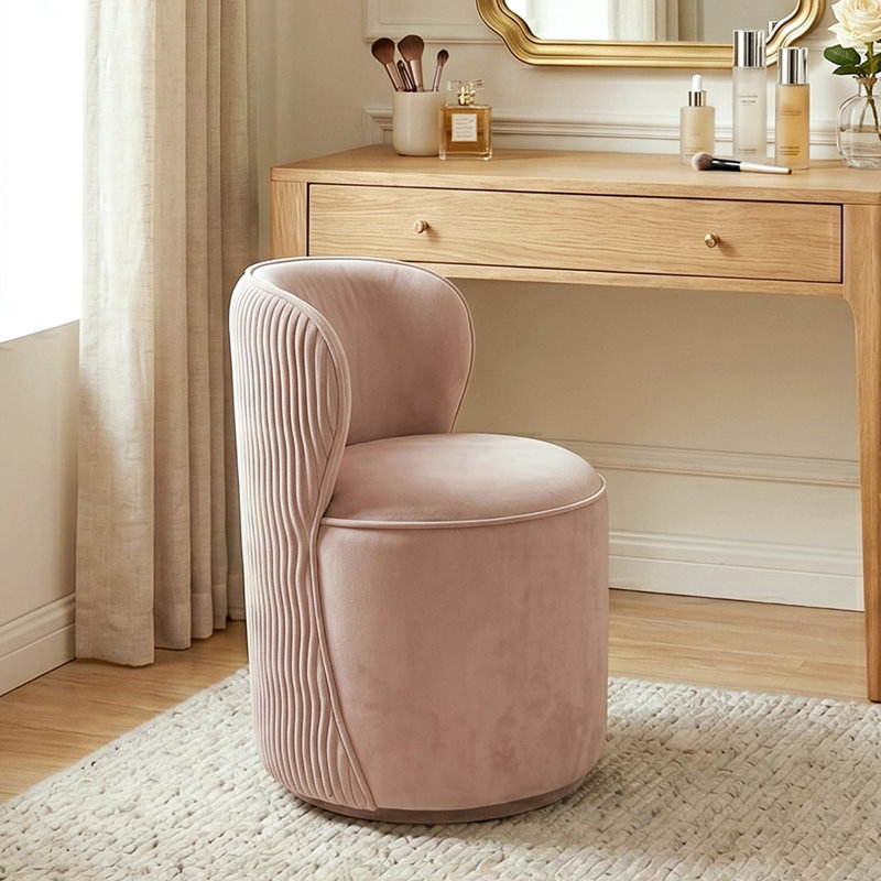 Tabouret de coiffeuse Modern 360 °, Velvet Pink