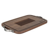 Viking Acacia Wood Carving Board with Juice Groove & Metal Handles