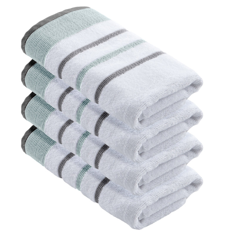 Deanthony Luxury Cotton Decorative, Eucalyptus/Gray, Hand Towels - 4 Pack