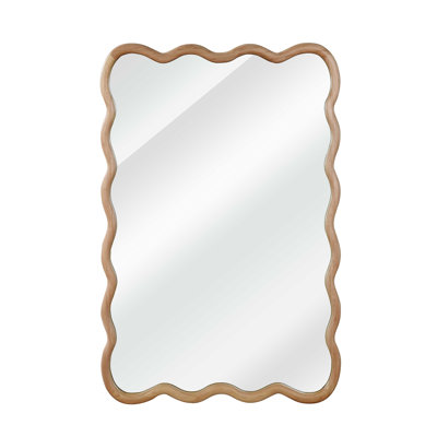 Yellowish Brown 30"X40" Wavy Rectangle Solid Wood Frame Decorative Mirror