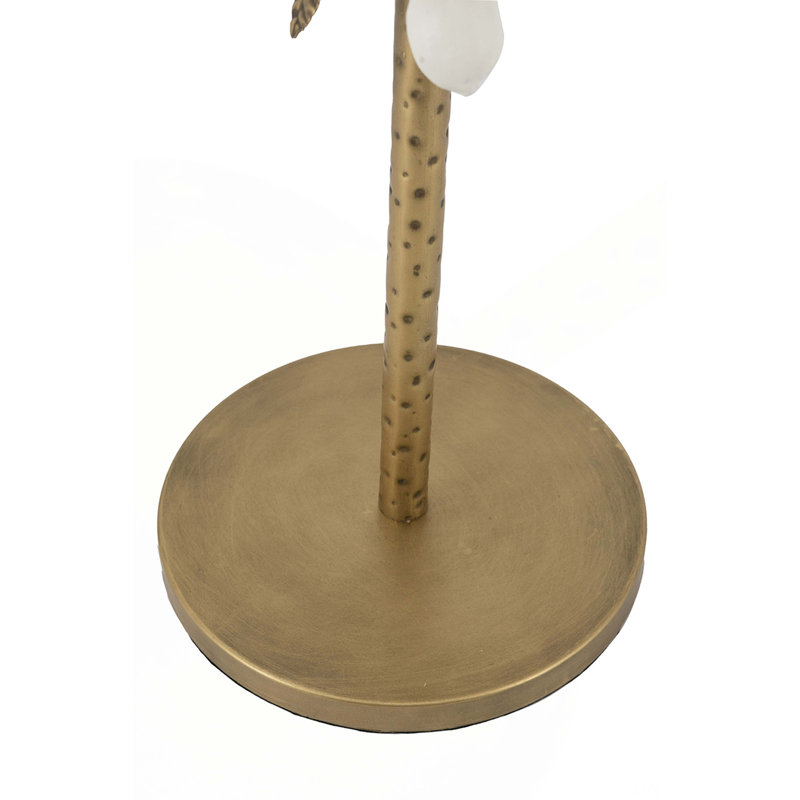 Table d'appoint ronde en fer 11,8 x 11,8 x 28,3 po avec accents floraux dorés et blancs et base en ciment